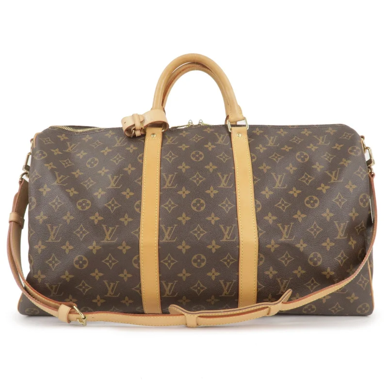 Luxury bags with chain strapsLouis Vuitton Monogram Keep All 50 Boston Bag Brown M41416