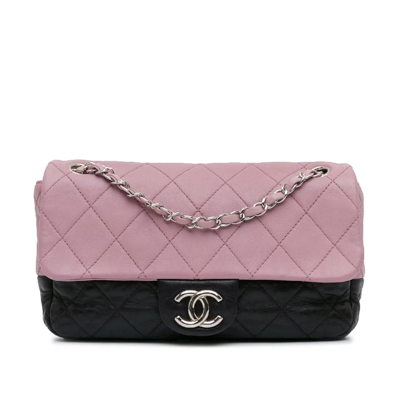 High-end designer bags for menPink Chanel Medium Bicolor Lambskin and Calfskin CC Chain Flap Shoulder Bag