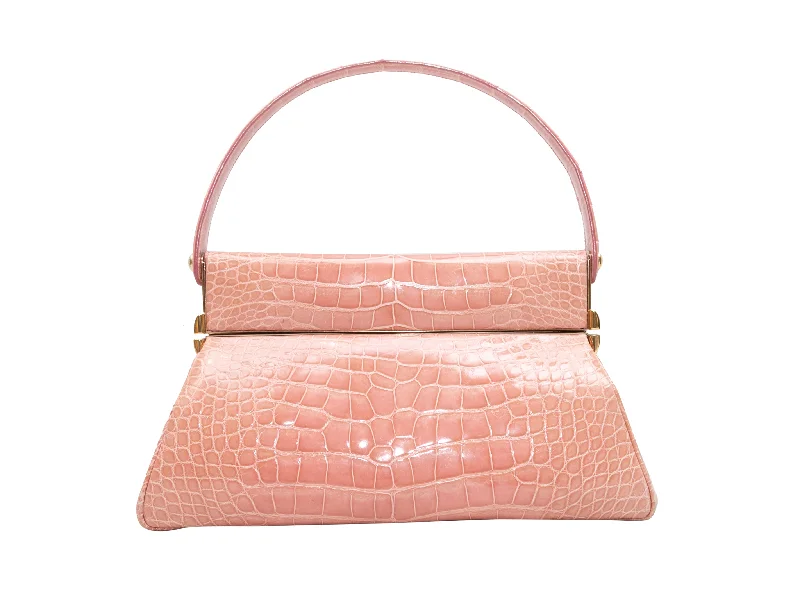 Durable leather bags for daily usePink Christian Dior 2008 Niloticus Crocodile Babe Compact Mirror Bag