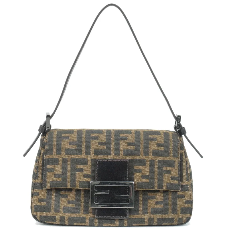 Mini bags for evening outFENDI Zucca Canvas Leather Mamma Baguette Shoulder Bag 8BR180