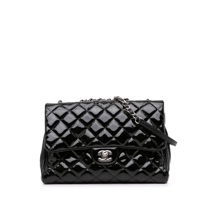 Luxury bags with exotic skinsBlack Chanel Large Quilted Patent Double Compartment Flap Crossbody Bag