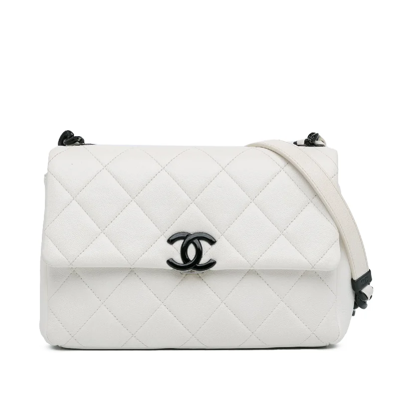 Customizable monogram bagsWhite Chanel Quilted Caviar My Everything Flap Crossbody Bag