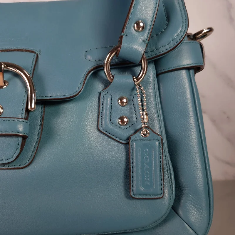 Affordable leather bagsCoach Campbell Satchel in Mineral Blue