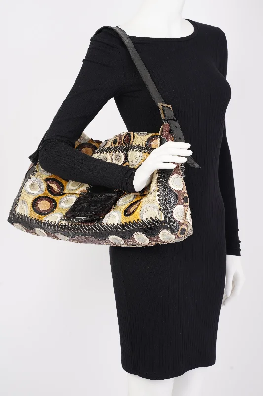 Compact crossbody bags for travelFendi Maxi Baguette Bag Multicolour Python Large