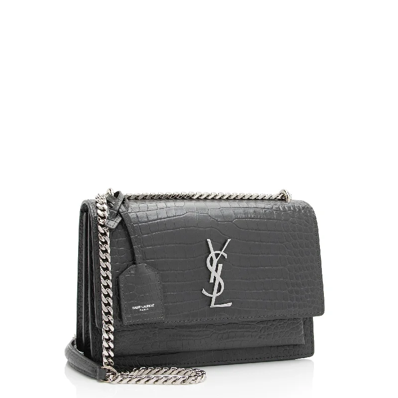 Best-selling designer bags 2025Saint Laurent Croc Embossed Leather Monogram Sunset Medium Shoulder Bag dhitYI