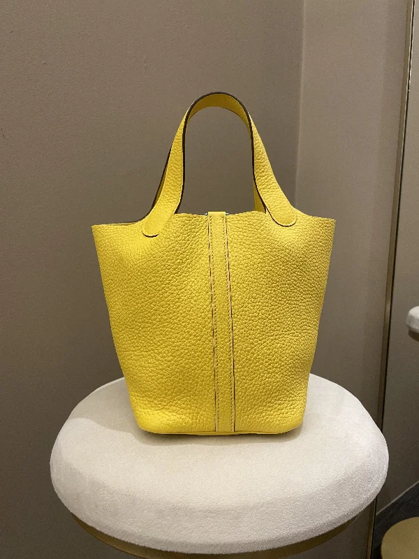 Designer bags with detachable strapsHermes Picotin Lock PM 18 Jaune De Naples Clemence