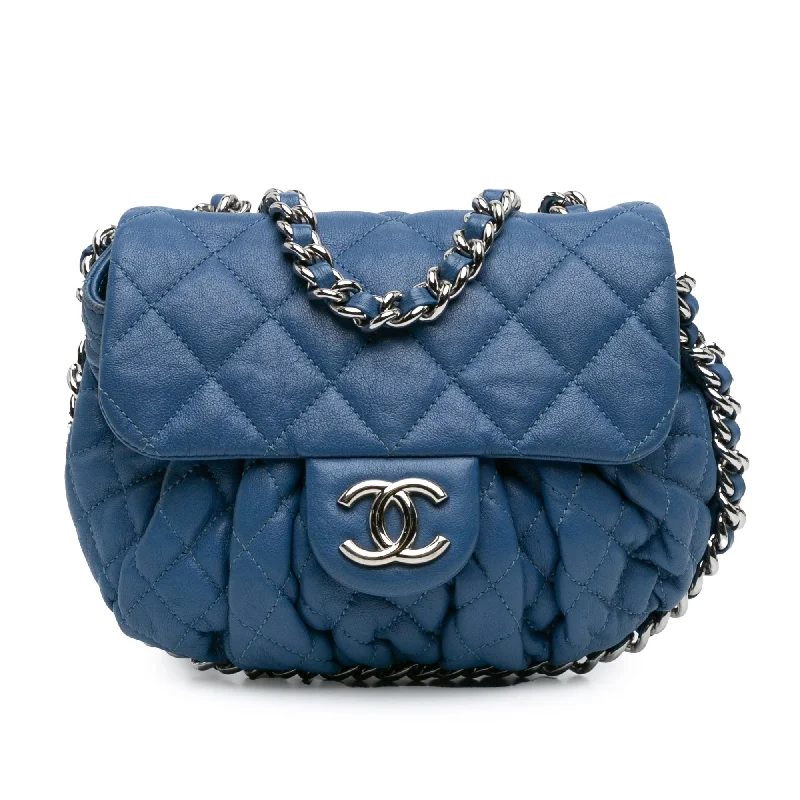 Crossbody bags for everyday useBlue Chanel Mini CC Chain Around Lambskin Flap Crossbody Bag