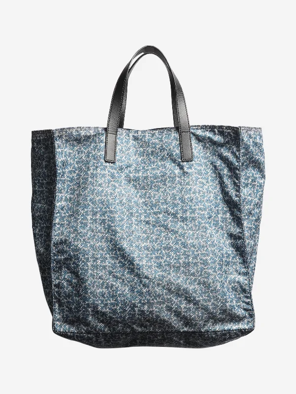 Affordable luxury bags Blue nylon printed tote bag