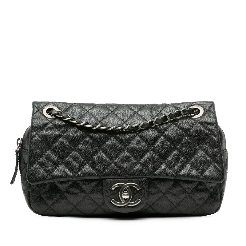 Luxury bags with exotic skinsBlack Chanel Medium Quilted Caviar Easy Flap Shoulder Bag