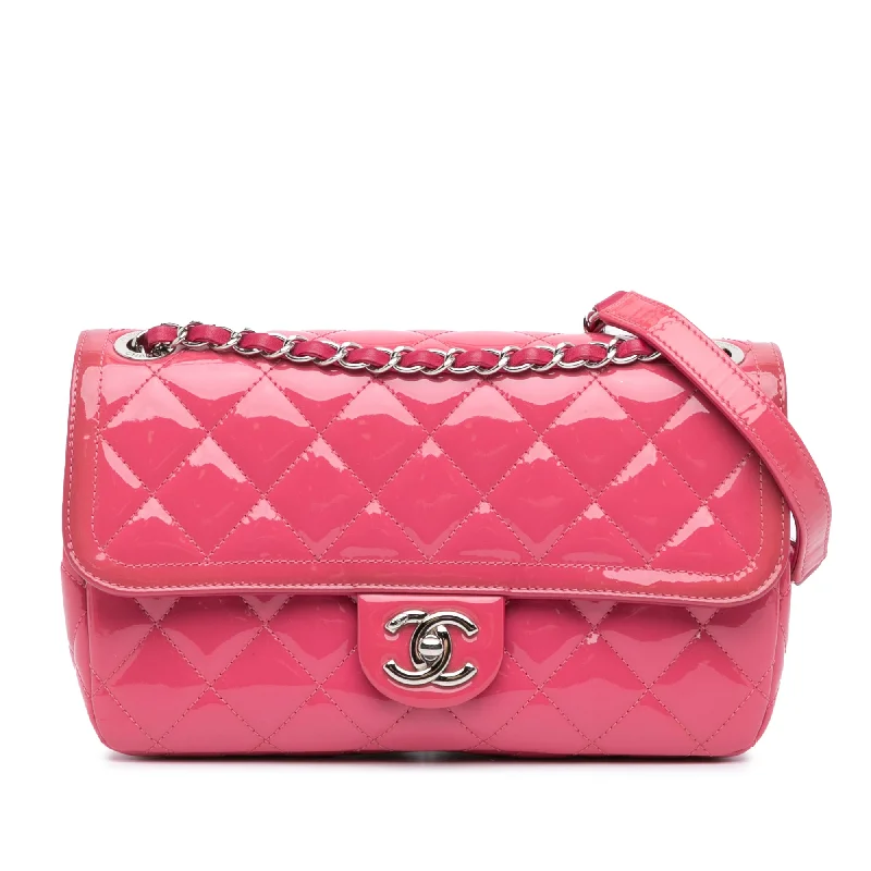 Affordable luxury bags Pink Chanel Medium Patent Coco Shine Flap Shoulder Bag