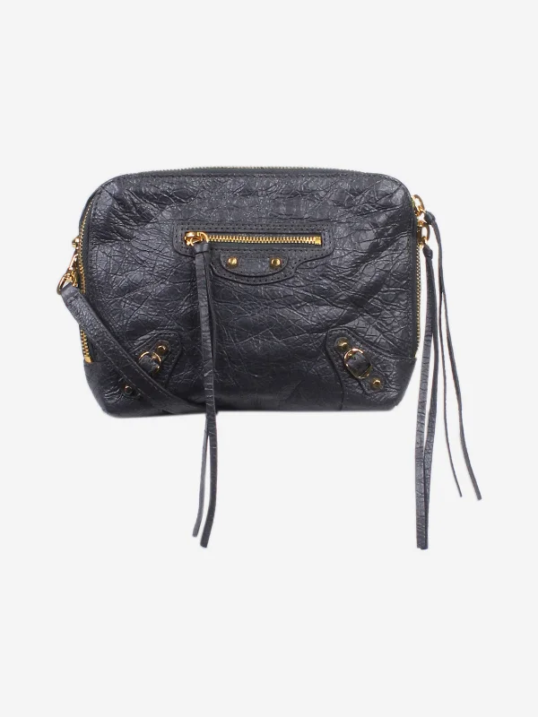 Compact crossbody bags for travelDark grey reporter cross-body bag