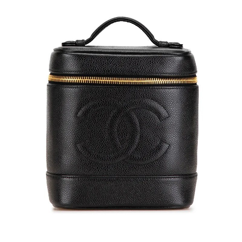 Luxury bags with chain strapsBlack Chanel CC Caviar Vanity Case