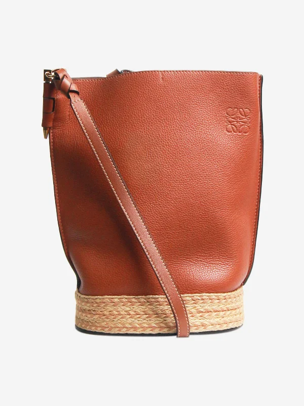 Best-selling designer bags 2025Brown calfskin raffia Gate bucket bag