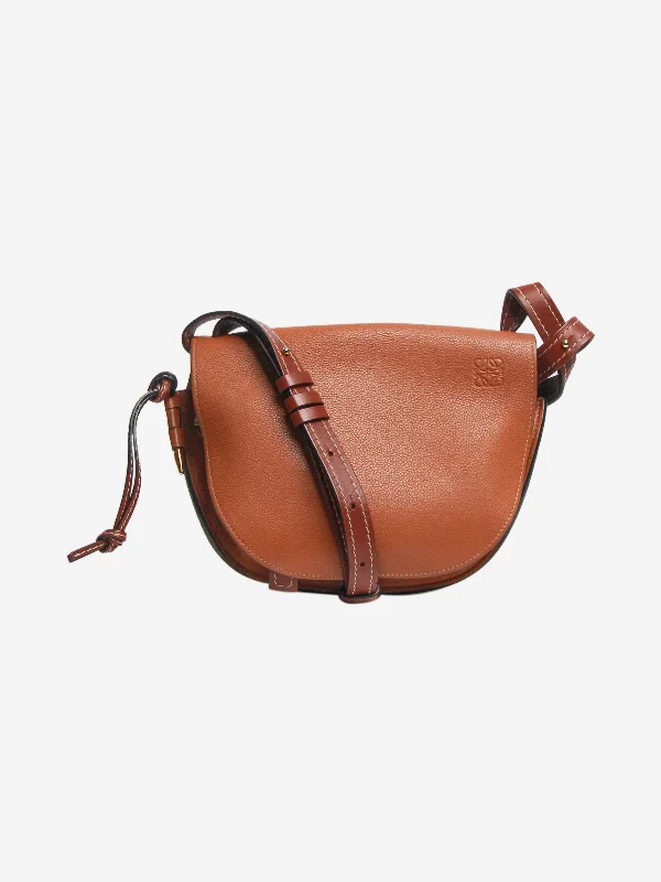 Durable leather bags for daily useTan small Gate shoulder bag