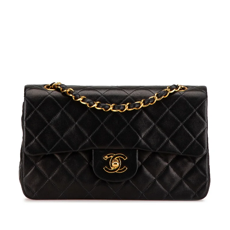 Luxury bags with chain strapsBlack Chanel Small Classic Lambskin Double Flap Shoulder Bag