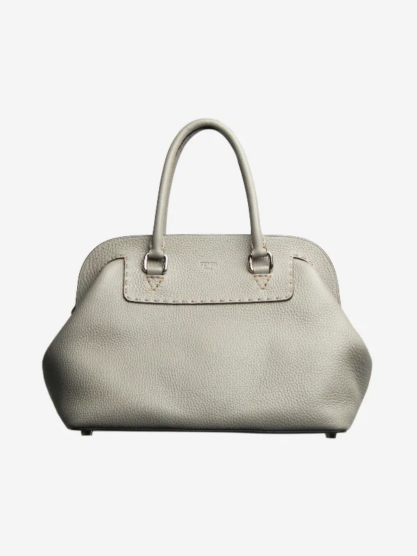 Affordable leather bagsFendi Grey zipped top handle bag - size