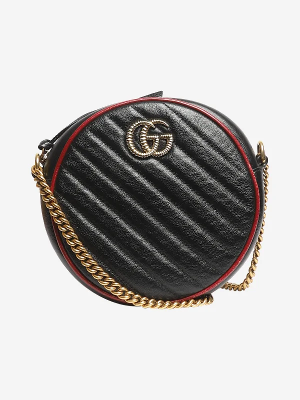 Best tote bags for workBlack GG Marmont mini round shoulder bag