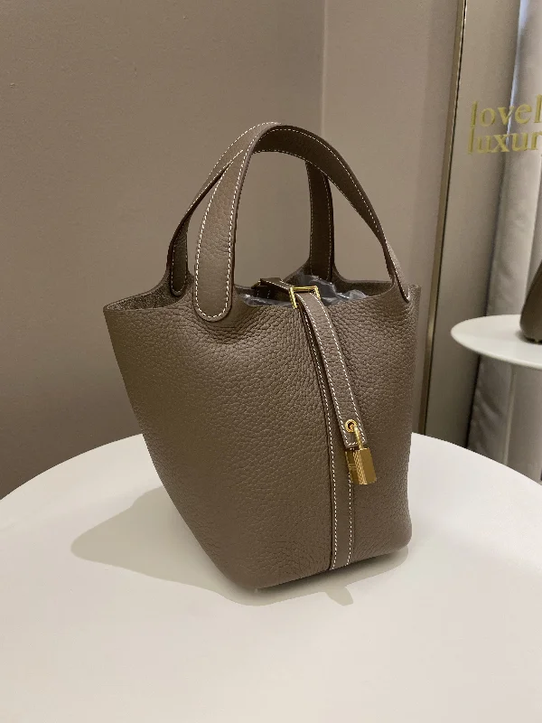 High-end designer bags for menHermes Picotin Lock PM 18 Etoupe Clemence