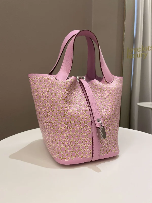 Sustainable fashion bagsHermes Lucky Daisy Picotin PM 18 Mauve Sylvestre