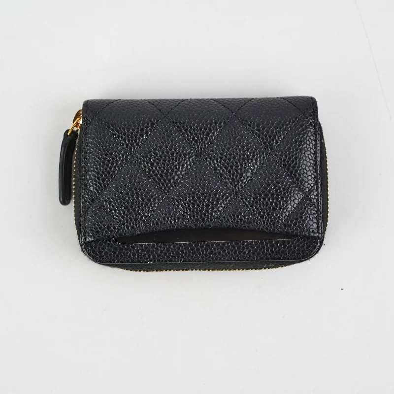 Compact crossbody bags for travelChanel Caviar Zippy CardHolder Black 31Series