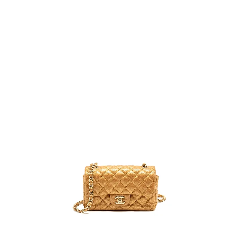 Best-selling designer bags 2025Chanel Mini Rectangular Flap Bag Calfskin Iridescent Dark Gold GHW