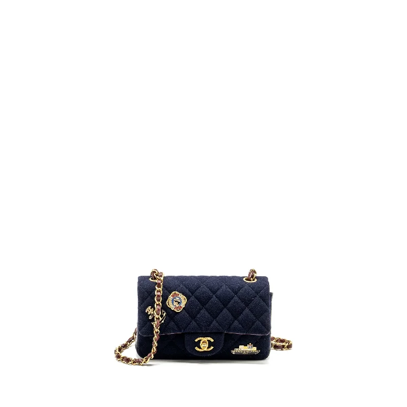 Crossbody bags for everyday useChanel Mini Rectangular Flap bag fabric / lambskin navy GHW