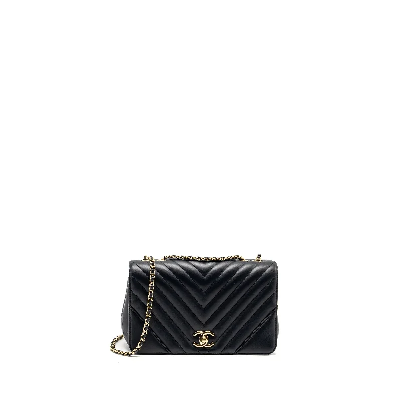 High-end designer bags for menChanel Seasonal Chevron Flap Bag Calfskin Dark Navy LGHW