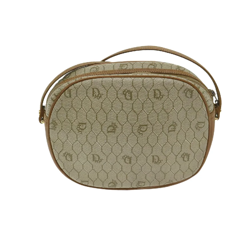 Luxury bags with chain strapsCHRISTIAN DIOR Honeycomb Canvas Shoulder Bag PVC Leather Beige Auth ar11540