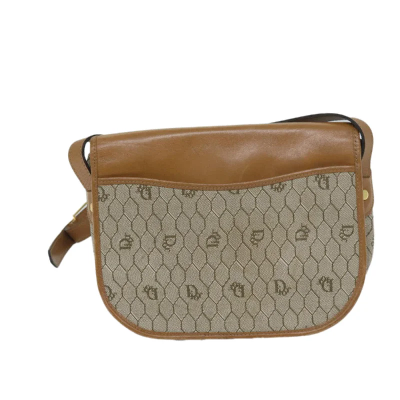 Vegan leather handbagsCHRISTIAN DIOR Honeycomb Canvas Shoulder Bag PVC Leather Beige Auth ep3713