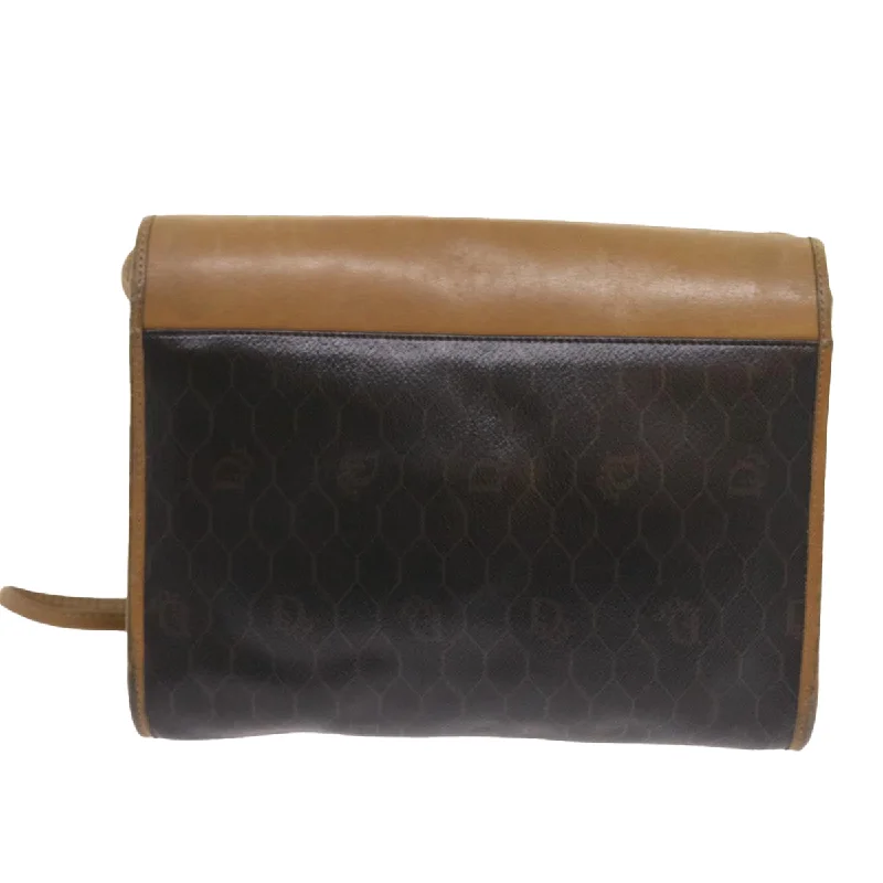 Vintage-inspired handbagsCHRISTIAN DIOR Honeycomb Canvas Shoulder Bag PVC Leather Black Auth am5058