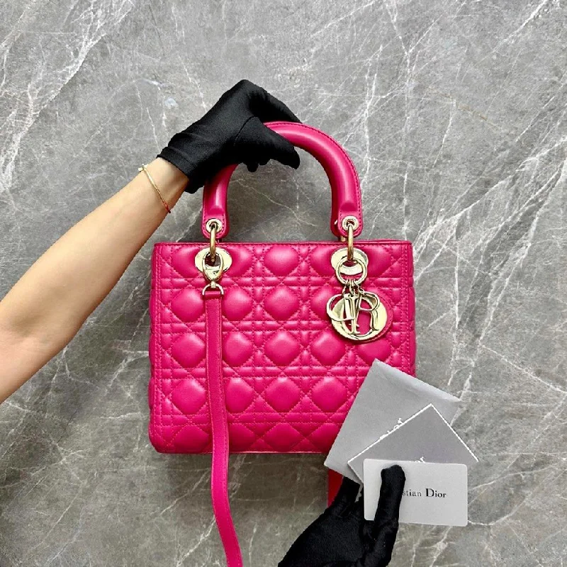 High-end designer bags for menLady Medium Lambskin Hot Pink GHW