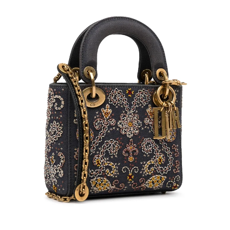 Designer bags with detachable strapsDior Mini Embroidered Denim Lady Dior (eSDCMM)