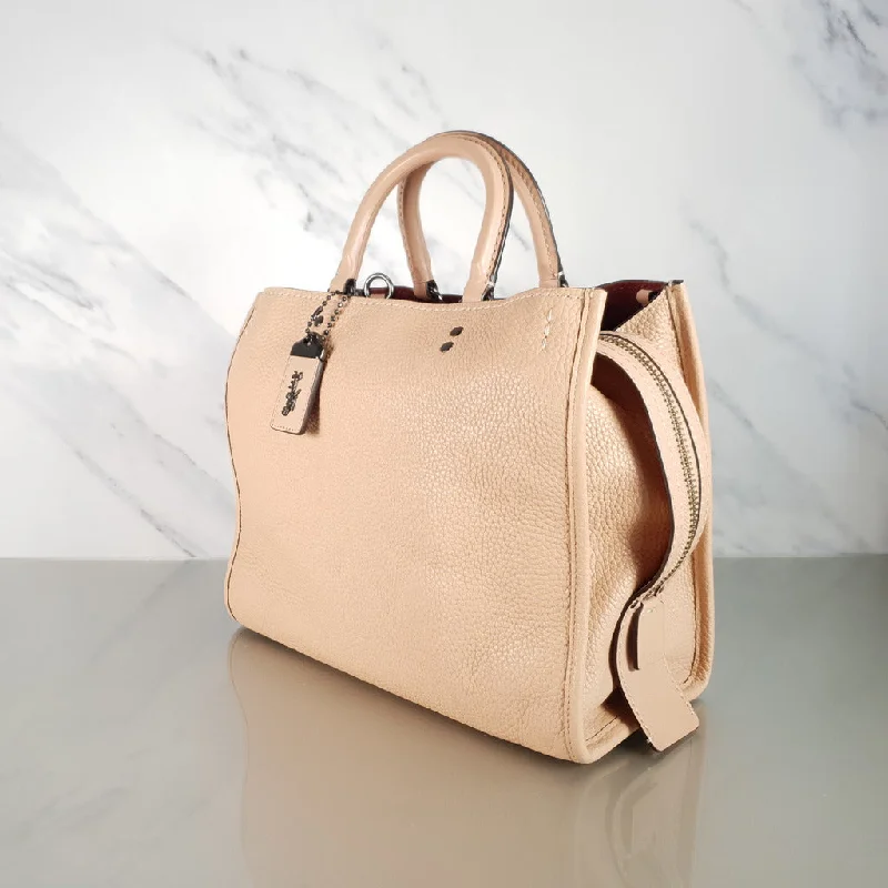 Designer bags with top handlesCoach 1941 Rogue 31 Handbag in Beechwood Nude Neutral Pebble and Burgundy